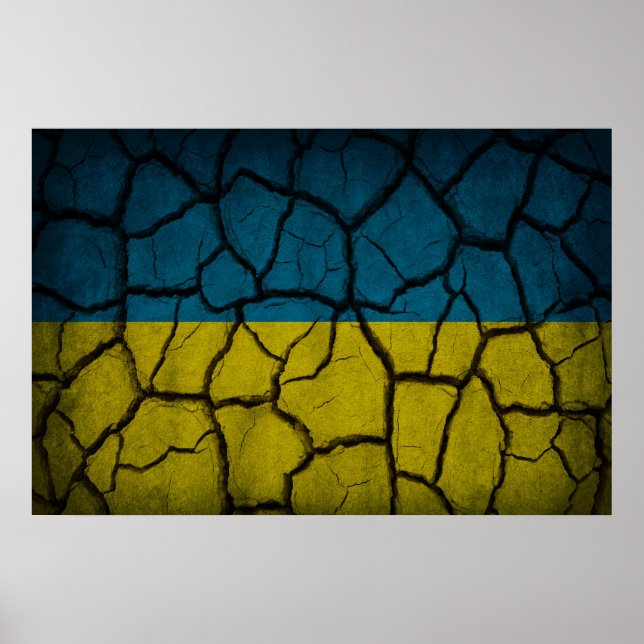 Poster Muro de bandeira da Ucrânia (Frente)