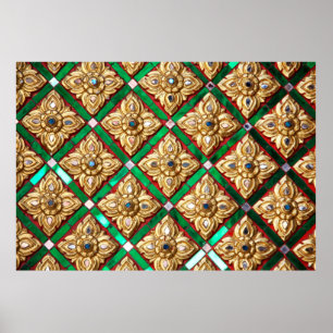 Poster Muro de dentro de padrão tailandês da templethaili