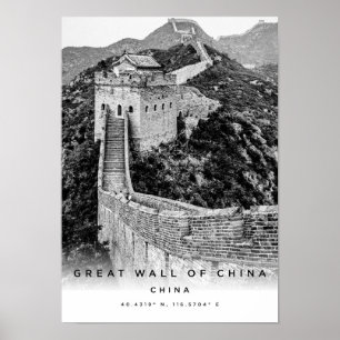 Poster Muro De Excelente A3 De Coordenadas Da China