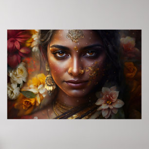 Poster Muro de Flores da Noiva Indiana brilhando
