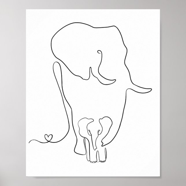 Poster Muro de infantários de elefantes e mães minimalist (Frente)