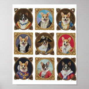 Poster Muro de Museu Vintage, Retratos Hilários de Cães C