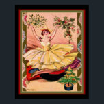 Poster Muro de Natal em Deco na China Art 11x14<br><div class="desc">Decorem Suas Paredes Com Esta Vintage, Whimsical, Poster de Natal Art Deco de Sophia Chiostrica. 1921</div>