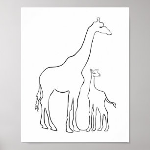 Poster Muro de Nursery da Mãe e Bebê Girafa
