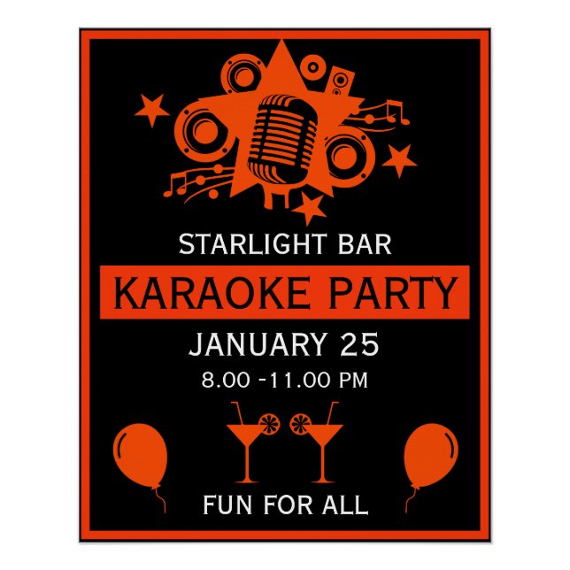 Póster Muro de Promoção do Karaoke (Frente)