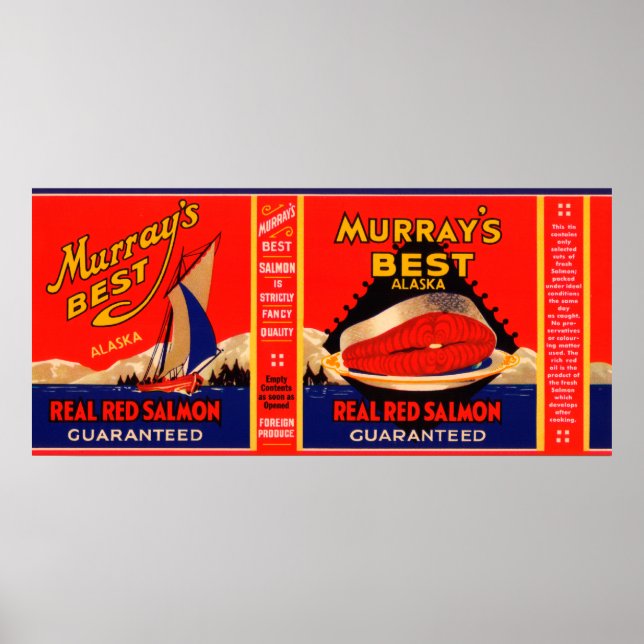 Póster Murrays Best Marca Salmon Label - Alaska (Frente)