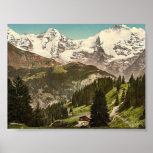 Poster Murren, Grutschalp, I, Eiger, Monch e Jungfrau,