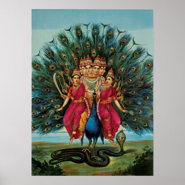 Poster Murugan Kartikeyan Skanda Subrahmanyan Hindu Deity (Frente)