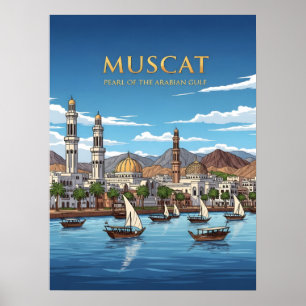 Poster Muscat Oman Waterfront Cityscape