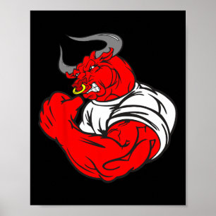 Poster Muscle Gym Bull Embrulhamento Humor Levantamento W