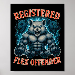 Poster Muscle Hamster Registrado Flex Offender Funny Gym
