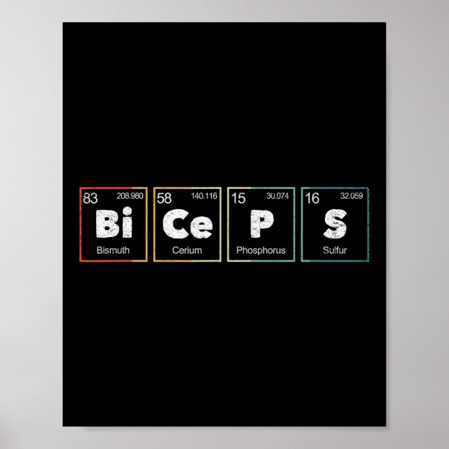 Poster Musculação Levantamento de Peso Bíceps Tabela Peri (Frente)