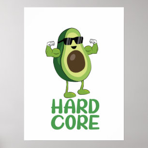 Poster Muscular Hardcore Avocado Funny