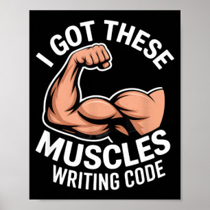 Poster Músculos engraçados escrevendo código dizendo prog
