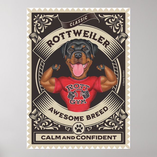 Poster Músculos Flexíveis Do Rottweiler Cuto (Frente)