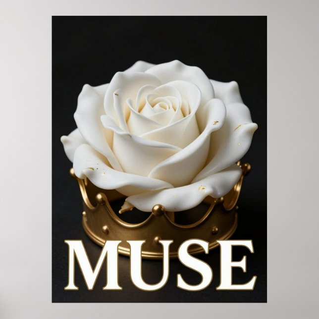 Poster MUSE Rosa Branca Dourada Moda (Frente)