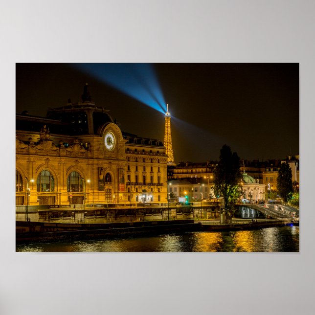 Poster Musée d'Orsay em Paris à noite (Frente)