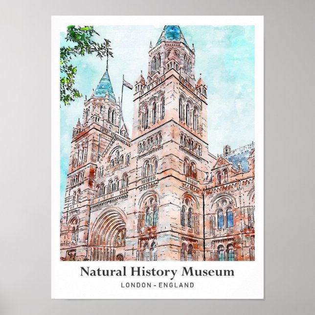 Poster Museu de História Natural de Londres Viagem Waterc (Frente)
