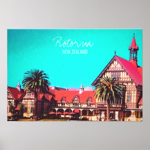 Poster Museu Rotorua viagem da Nova Zelândia