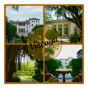 Póster Museu Vizcaya e Jardim Botânico de Miami na Flórid