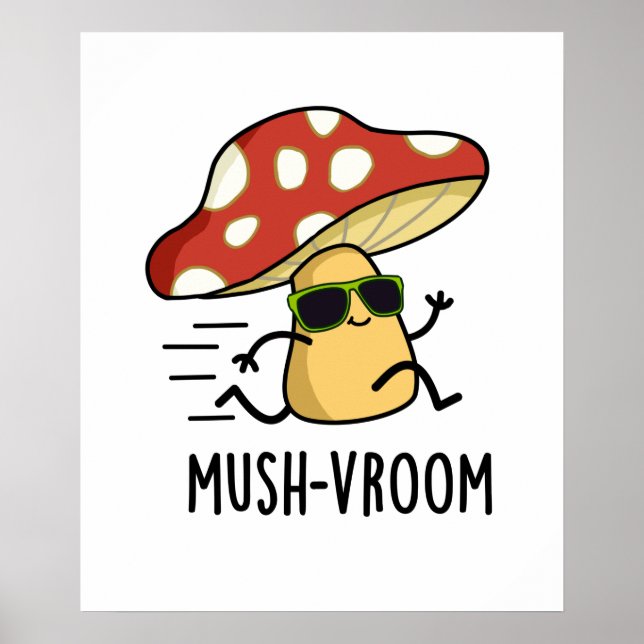 Poster Mush-vroom Funny Fast Mushroom Pun (Frente)