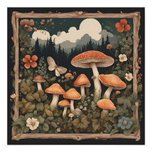 Póster Mushroom Cottagecore