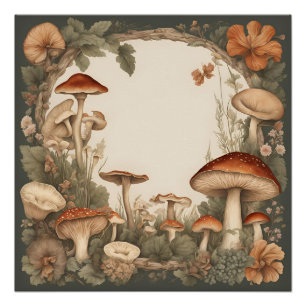 Póster Mushroom Cottagecore