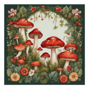 Póster Mushroom Cottagecore