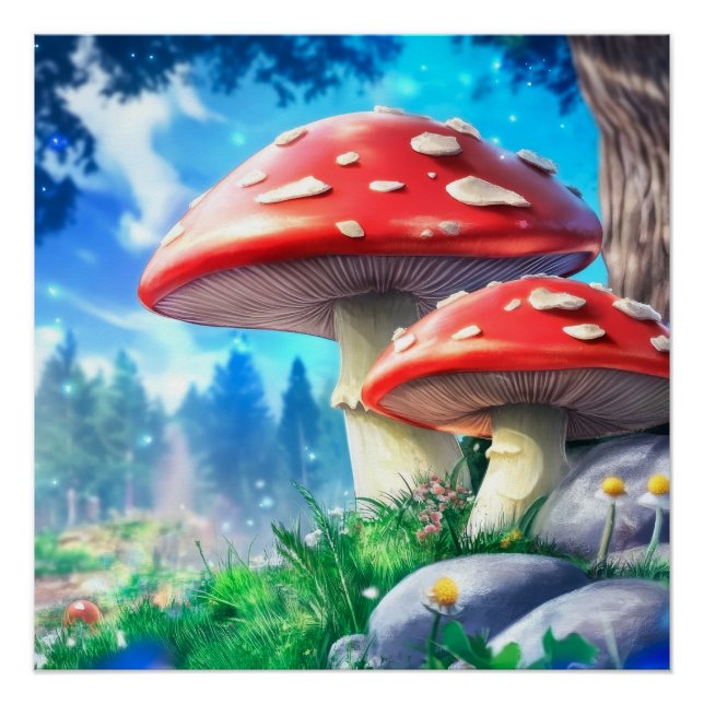 Póster Mushroom Forest Fantasy Art (Frente)