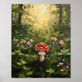 Poster Mushroom Forest Floor | Cottagecore Art