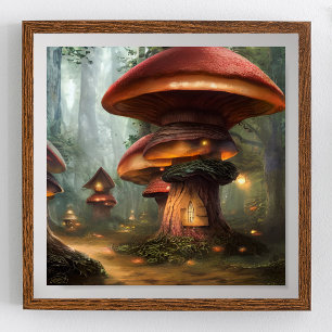 Poster Mushroom House Forest Fantasy Art