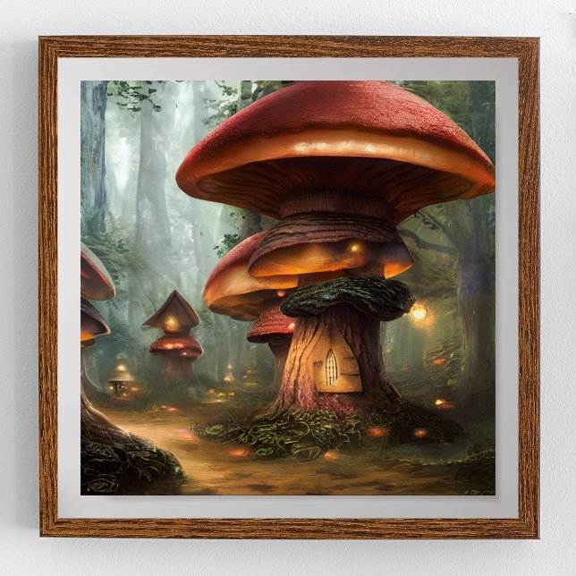 Poster Mushroom House Forest Fantasy Art (Criador carregado)