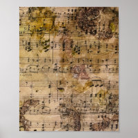 Music Floral Grunge Decoupage Botanical