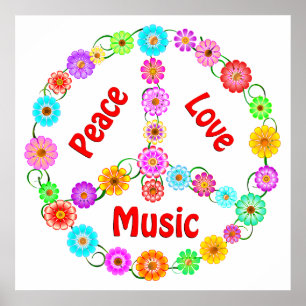Póster Music Peace Love