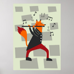 Poster Música Arte A Fox E Flute