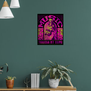 Poster Música Através Das Minhas Veias Hippie Esqueleto D
