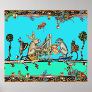 Poster MÚSICA BESTIAL MEDIEVAL, Rabbit, Cachorro, Azul