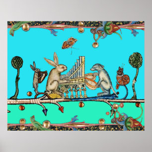 Poster MÚSICA BESTIAL MEDIEVAL, Rabbit, Cachorro, Azul