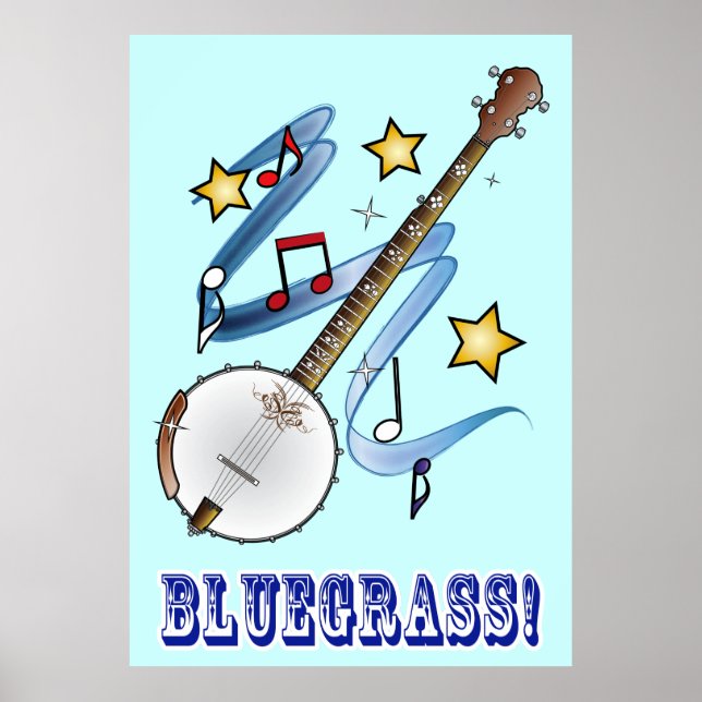 Póster Música Bluegrass com Banjo (Frente)