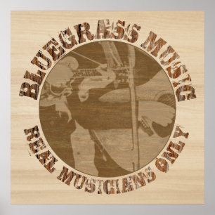 Poster Música Bluegrass Músicos De Verdade Apenas Em Ma