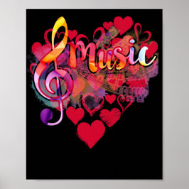 Poster Música Colorida Funky Treble Clef Musical Note