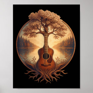 Poster Música country do lago guitarrista da guitarra acú