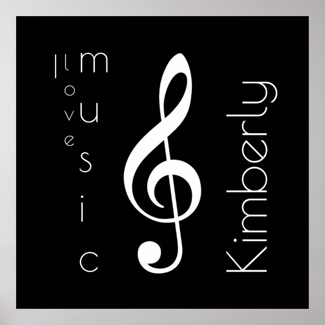 Poster música de amor, clave tripla com nome (Frente)