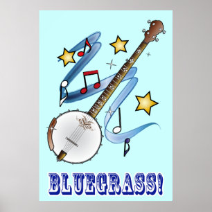 Póster Música de Bluegrass com banjo