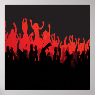 Póster Música de dança vermelha preta do delírio