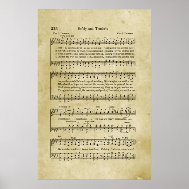 Poster Música de Hino Gospel Suave e Ternamente (Frente)