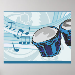 Poster Música de tambor Blue Bongo