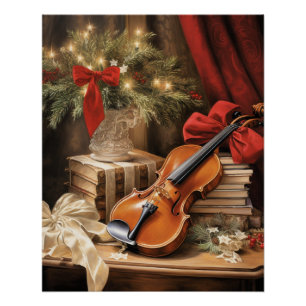 Póster Música de Violino de Natal