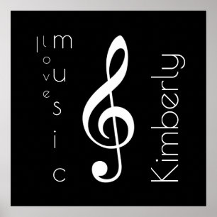 Poster música do amor, clef de triplo com nome