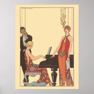 Poster Música do vintage, cantor do músico do pianista